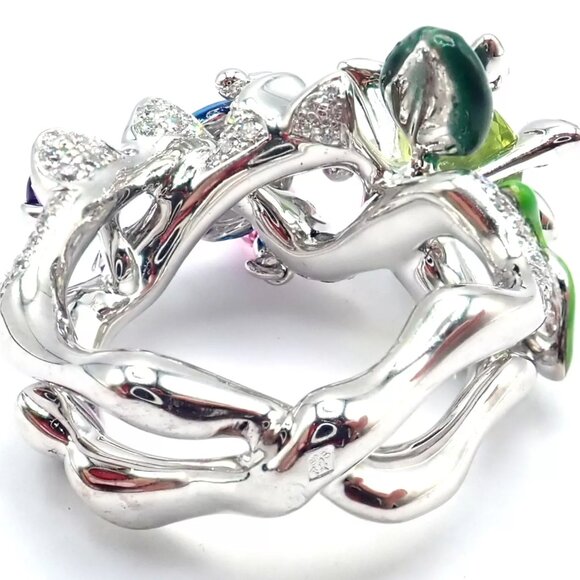 Christian Dior Milly Carnivora Epinosa 18k Gold Diamond Peridot Tourmaline Ring - Picture 6 of 12